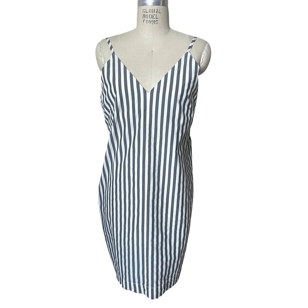 Everlane Striped Gray & White Cotton Strappy Sundress Size 6